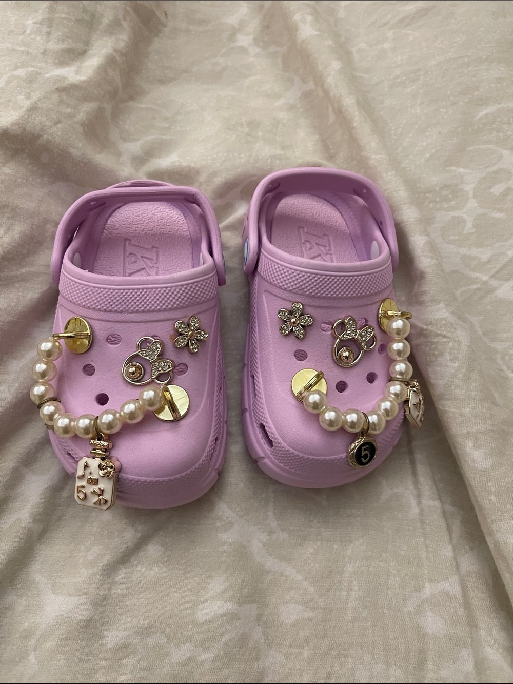 Lilac Beaded Charm Clogs size 6
